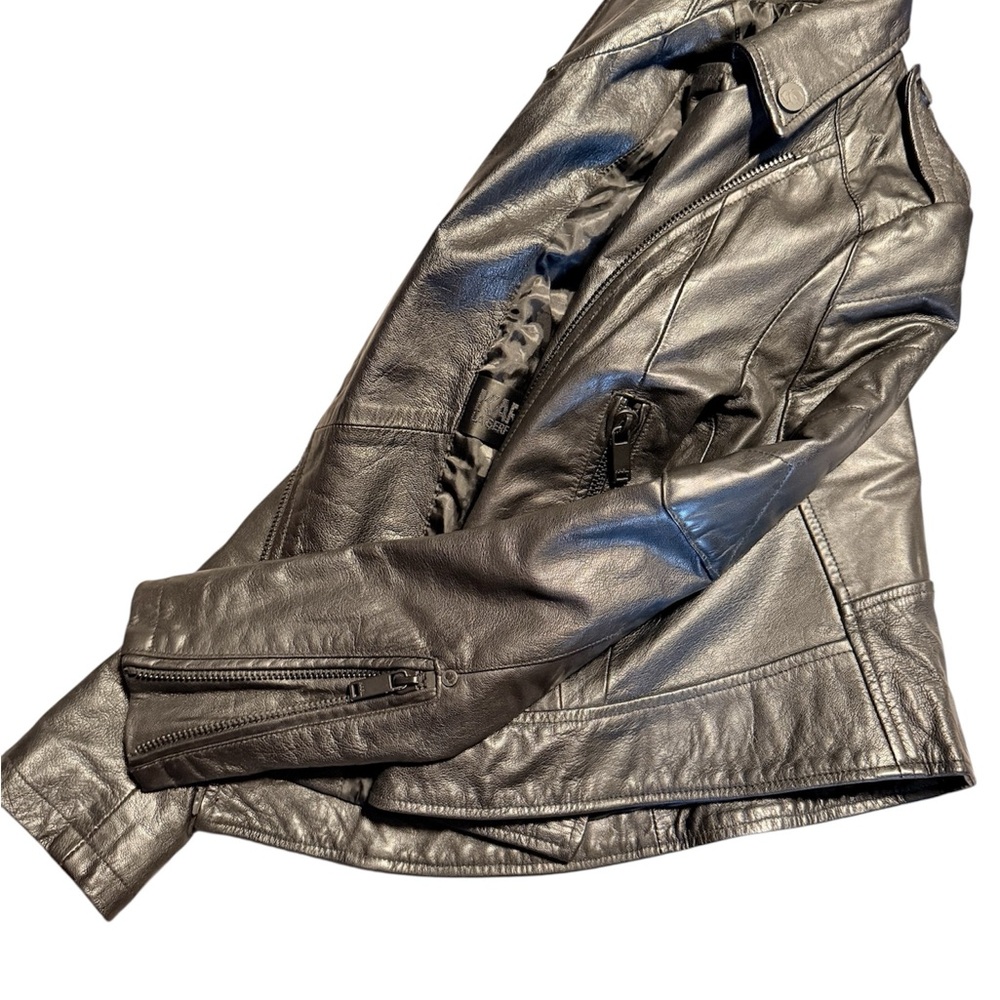 Karl Lagerfeld Black Leather Jacket - Picture 2 of 5